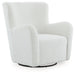 Ashley Furniture Rowenburg Swivel Glider Accent Chair with plush fabric upholstery and a comfortable, modern design.