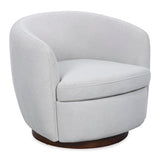 Ashley Furniture Annbury swivel accent chair with plush fabric and wooden legs, shown from an angled view.