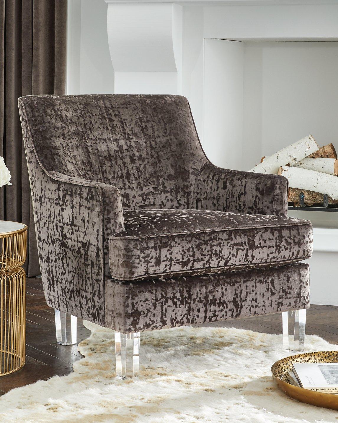 Ashley Furniture Gloriann Accent Chair with plush fabric and modern design, showcasing a stylish and comfortable seating option.
