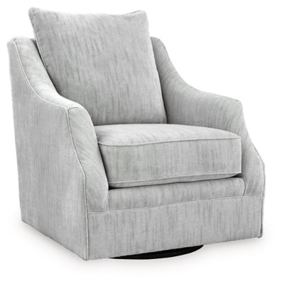 Ashley Furniture Gubbins swivel accent chair with a plush upholstered seat and modern design, shown from an angled side view.