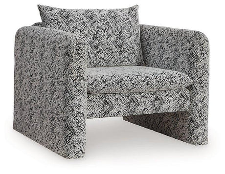 Ashley Furniture Kenbell accent chair with plush fabric and wooden legs, showcasing a stylish and comfortable living room accent piece.