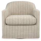 Ashley Furniture Valwick swivel accent chair with a cozy fabric upholstery and modern design, shown in a head-on view.