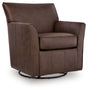 Ashley Furniture Braydunn swivel glider accent chair with plush fabric and a comfortable, modern design, shown from an angled view.