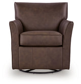 Ashley Furniture Braydunn swivel glider accent chair with plush fabric and comfortable armrests, shown from a head-on view