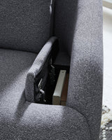 Ashley Furniture Alainmont Next-Gen Nuvella swivel power recliner accent chair with plush fabric and modern design.