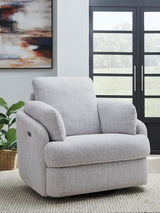 Ashley Furniture Alainmont Next-Gen Nuvella swivel power recliner accent chair with plush cushioning and modern design.