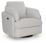 Ashley Furniture Alainmont Next-Gen Nuvella swivel power recliner accent chair with cushioned seat and modern design.