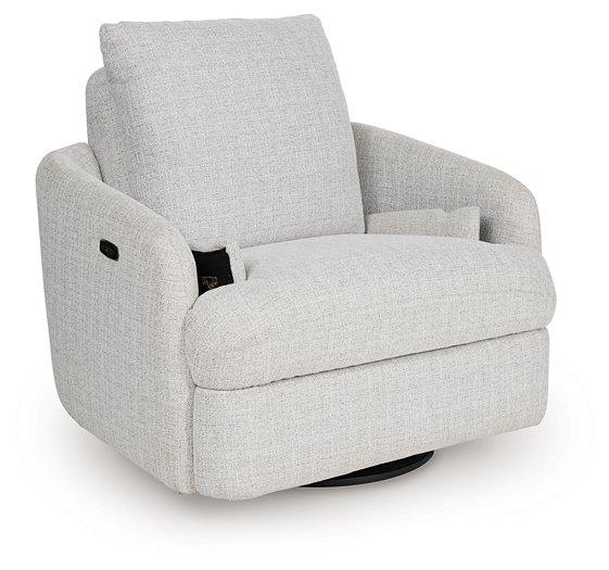 Ashley Furniture Alainmont Next-Gen Nuvella swivel power recliner accent chair with plush upholstery and modern design.