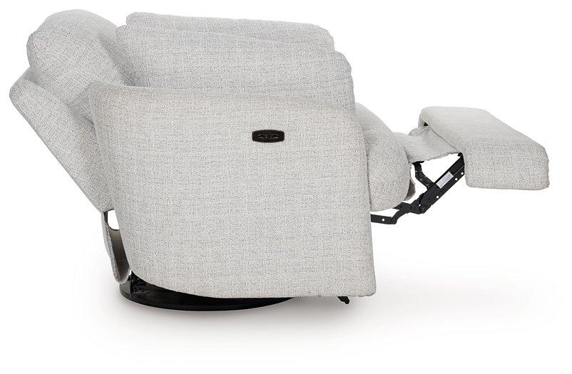 Ashley Furniture Alainmont Next-Gen Nuvella swivel power recliner accent chair with plush upholstery and modern design.