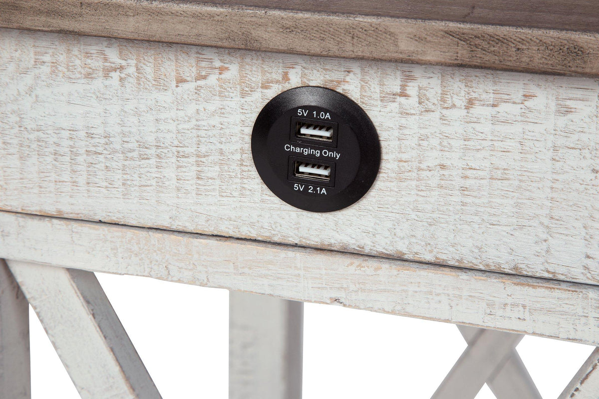 Ashley Furniture Adalane accent table with a sleek wooden surface and modern design, perfect for living room or bedroom decor.