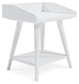 Ashley Furniture Blariden accent table with a wooden top and metal legs, ideal for living room or bedroom decor.