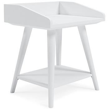 Ashley Furniture Blariden Accent Table with a stylish wooden top and metal legs, perfect for living room or bedroom decor.