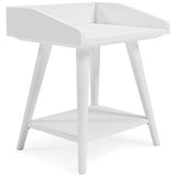 Ashley Furniture Blariden Accent Table with a stylish wooden top and metal legs, perfect for living room or bedroom decor.