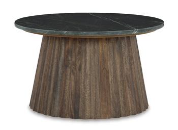 Ashley Furniture Ceilby accent coffee table with a sleek wooden surface and modern design for living room decor.