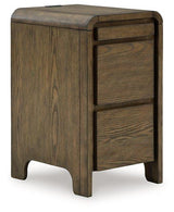 Ashley Furniture Jensworth accent table with a sleek design and wooden finish, ideal for living room or bedroom decor.
