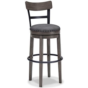 Ashley Furniture Caitbrook bar height bar stool with wooden legs and cushioned seat, ideal for kitchen or bar area.