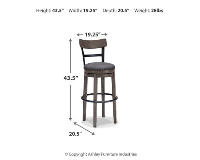 Ashley Furniture Caitbrook bar height bar stool with wooden legs and cushioned seat, perfect for kitchen or bar area.