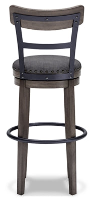 Ashley Furniture Caitbrook bar height barstool with wooden legs and backrest, showcasing a stylish and comfortable seating option.