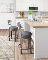 Ashley Furniture Caitbrook counter height bar stool with wooden seat and metal frame, shown from front view.