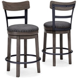 Ashley Furniture Caitbrook counter height bar stool with wooden legs and cushioned seat, ideal for kitchen or bar area.