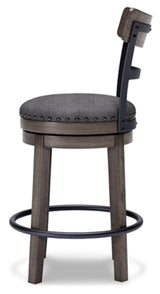 Ashley Furniture Caitbrook counter height bar stool shown from side with wooden legs and upholstered seat in a modern design.
