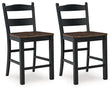 Ashley Valebeck counter height barstool with wooden legs and cushioned seat, showcasing a contemporary design.