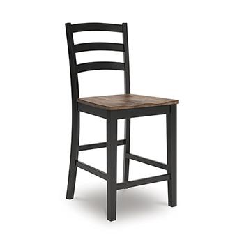 Wildenauer counter height barstool by Ashley Furniture with wooden seat and metal frame, ideal for kitchen or bar area seating.