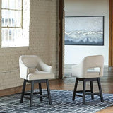 Ashley Furniture tall counter height bar stool with wooden legs and cushioned seat, designed for modern kitchen or bar area.