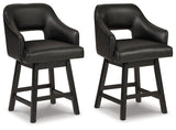 Ashley Furniture tall counter height bar stool with wooden legs and upholstered seat, perfect for kitchen or bar area.