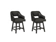 Set of Ashley Furniture Tallenger barstools with wooden seats and metal legs, ideal for kitchen or bar area.