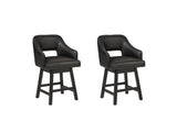 Set of Ashley Furniture Tallenger barstools with wooden seats and metal legs, ideal for kitchen or bar area.