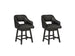 Set of Ashley Furniture Tallenger barstools with wooden seats and metal legs, ideal for kitchen or bar area.