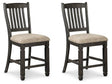 Set of four Ashley Furniture Tyler Creek barstools featuring wooden seats and metal frames, ideal for kitchen or counter seating.