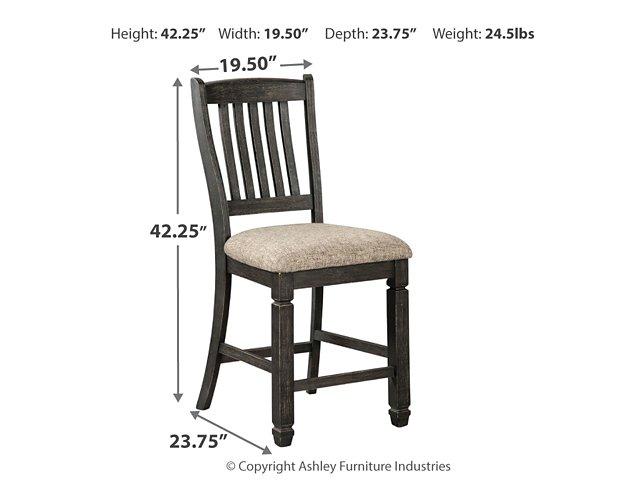 Set of four Ashley Furniture Tyler Creek barstools with wooden seats and metal legs, ideal for kitchen or bar area.