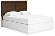 Ashley Furniture Danabrin Panel Storage Bed with angled view, showcasing the bed's sleek design and storage features.