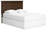 Ashley Furniture Danabrin Panel Storage Bed with angled view, showcasing the bed's sleek design and storage features.