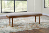 Ashley Furniture Lyncott 59-inch upholstered dining bench with padded seat and wooden legs for comfortable dining room seating.