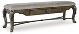 Maylee 63-inch dining bench by Ashley Furniture, wooden seat with tapered legs, ideal for kitchen or dining room seating