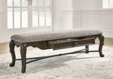 Ashley Maylee 63-inch wooden dining bench with cushioned seat and elegant design, perfect for kitchen or dining room seating.