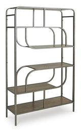 Ashley Furniture Jaddon bookcase with wooden shelves and open storage, perfect for living room or office organization.