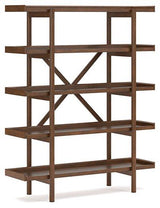 Ashley Furniture Lyncott 70-inch bookcase with multiple shelves and a dark wood finish, ideal for living room or office storage.
