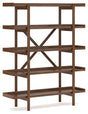 Ashley Furniture Lyncott 70-inch bookcase with multiple shelves and a dark wood finish, ideal for living room or office storage.