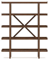 Ashley Furniture Lyncott 70-inch bookcase with multiple shelves for storage and display, in a modern wood finish.