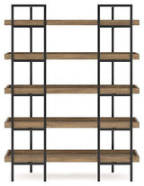 Montia 76-inch wooden bookcase from Ashley Furniture with multiple shelves and open storage for books and decor.