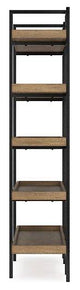 Montia 76-inch wooden bookcase by Ashley Furniture with multiple shelves for storage and display.