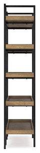 Montia 76-inch wooden bookcase by Ashley Furniture with multiple shelves for storage and display.