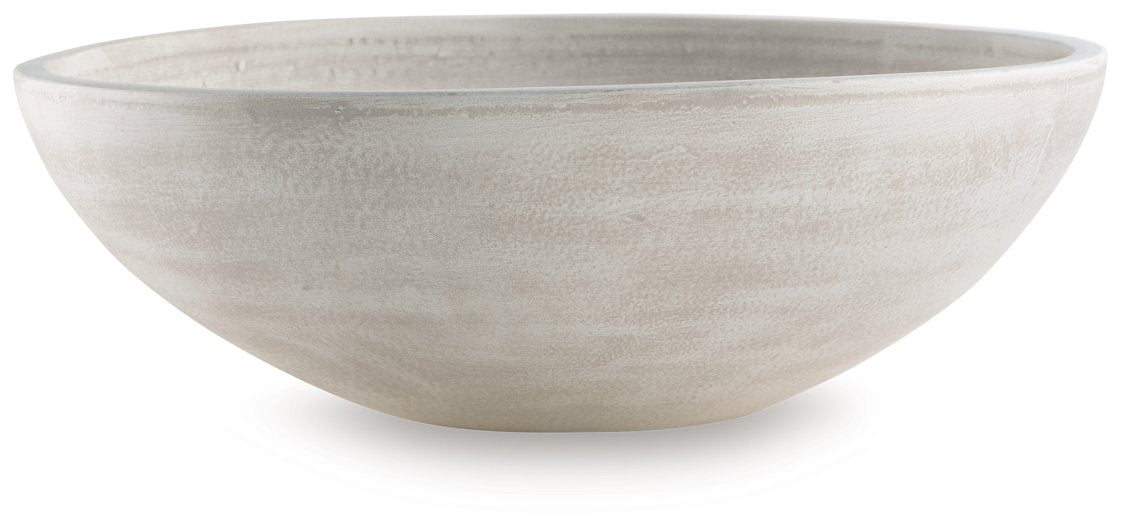Ashley Furniture Meadie Bowl, round decorative bowl with intricate design, perfect for home decor or serving needs.