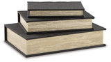 Set of three Ashley Furniture Jolina boxes with decorative lids, perfect for stylish storage and organization.