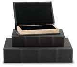 Set of three Ashley Furniture Jolina storage boxes with sleek design, ideal for organizing home decor and accessories.