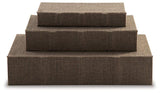 Set of three Ashley Furniture Jolina boxes in various sizes, stylish storage boxes with lid, ideal for organizing and decor.